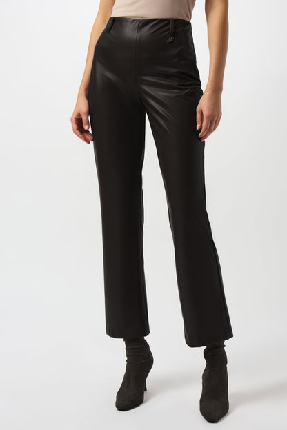Leatherette Wide-Leg Pull-On Trousers