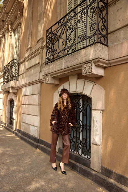Leatherette Wide-Leg Pull-On Trousers