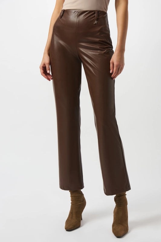 Leatherette Wide-Leg Pull-On Trousers
