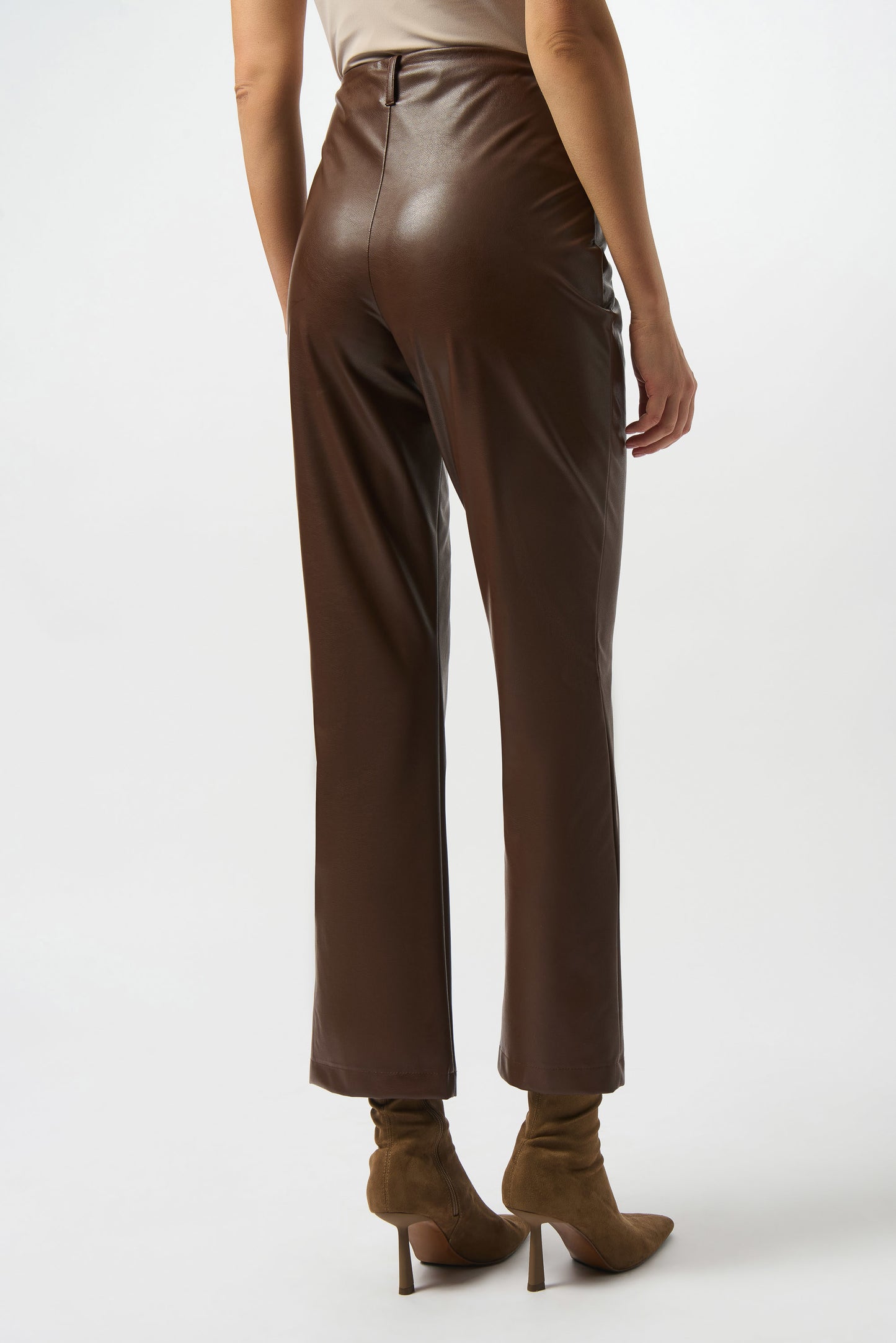 Leatherette Wide-Leg Pull-On Trousers