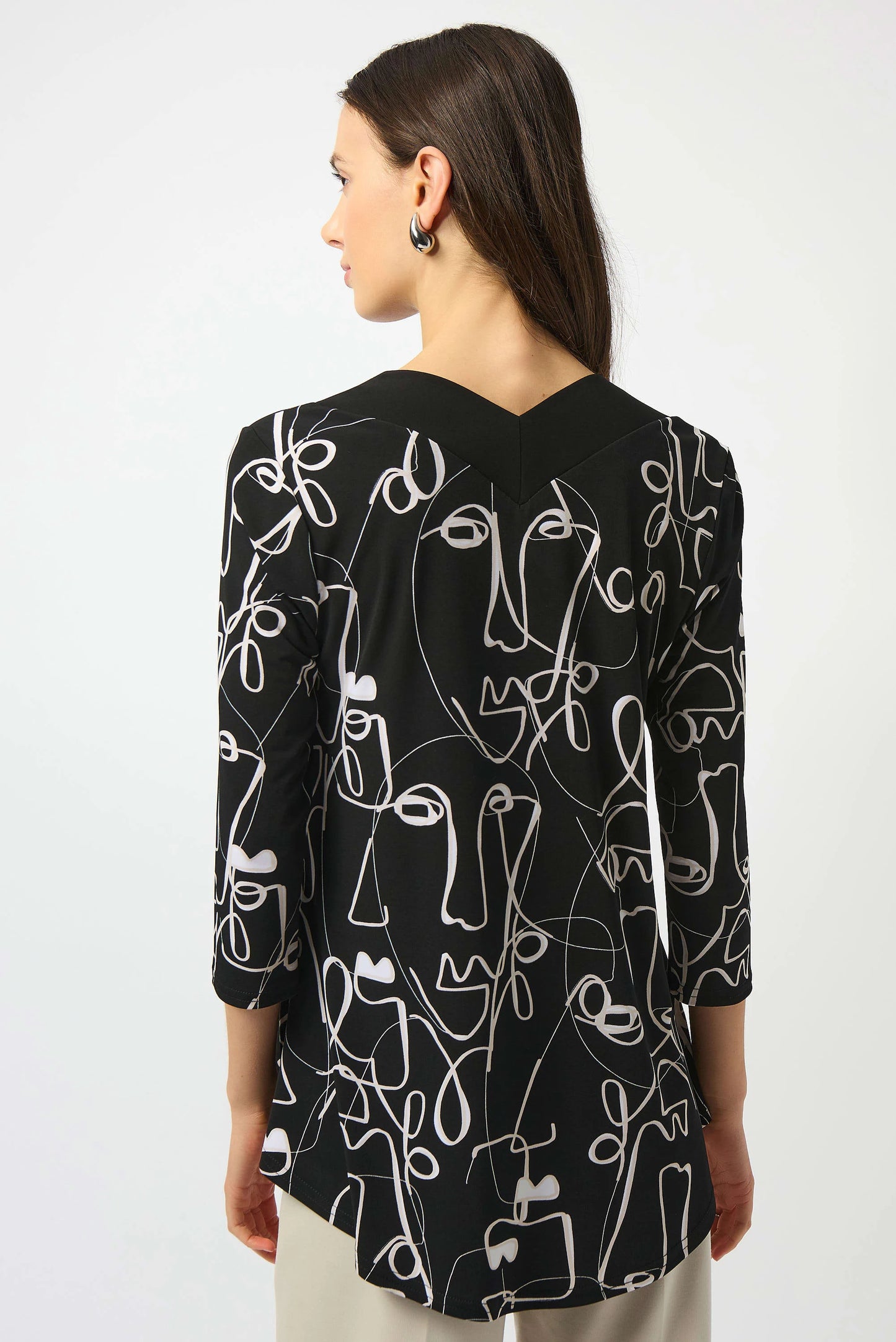 Silky Knit Face Print Flared Top