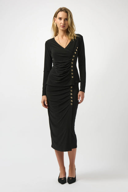Joseph Ribkoff Black Draped Wrap Top