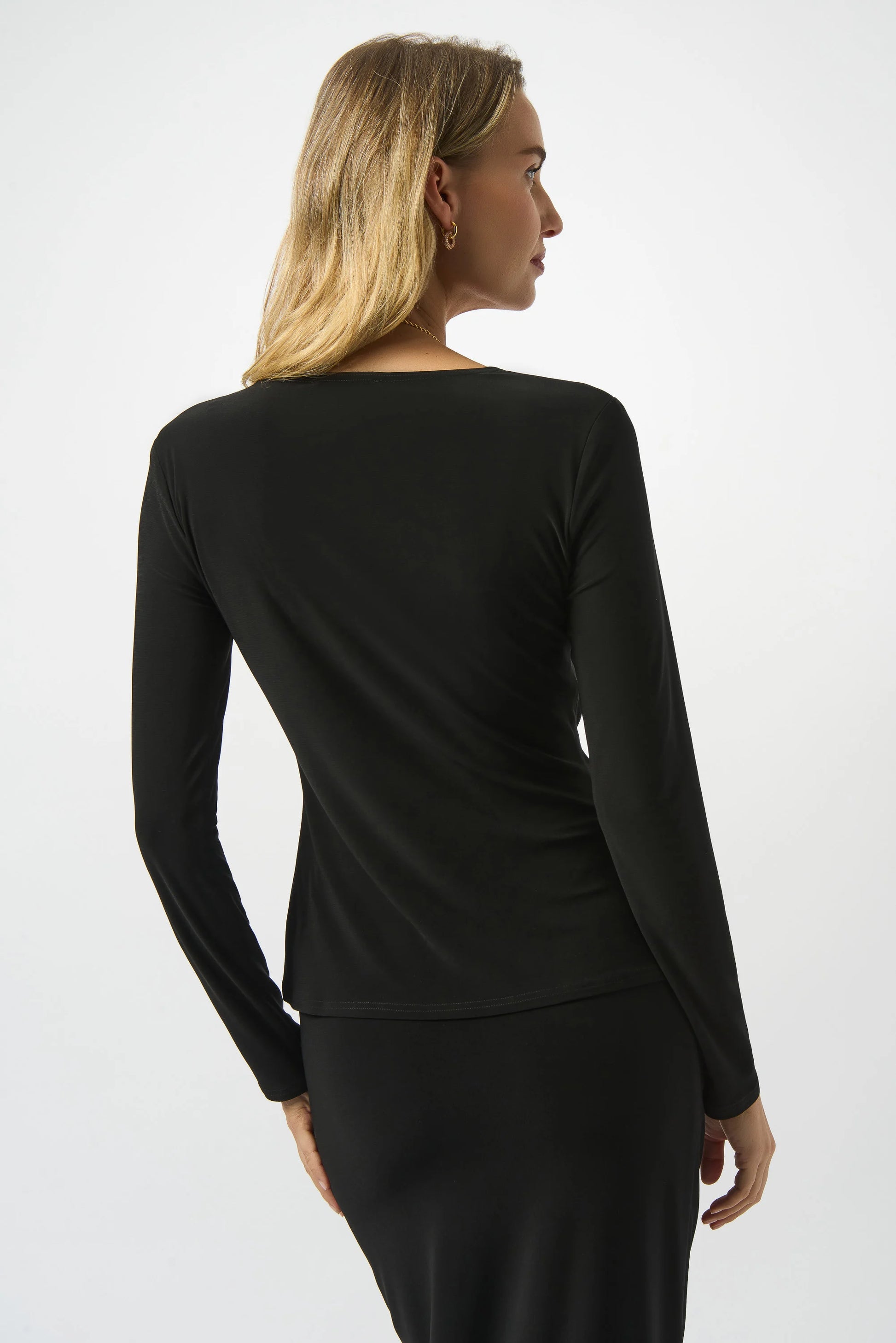 Joseph Ribkoff Black Draped Wrap Top