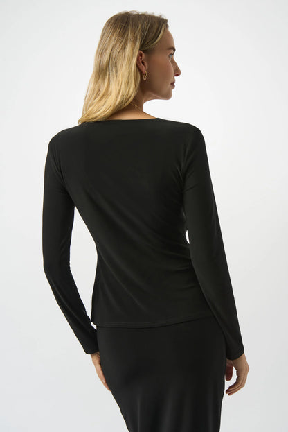 Joseph Ribkoff Black Draped Wrap Top