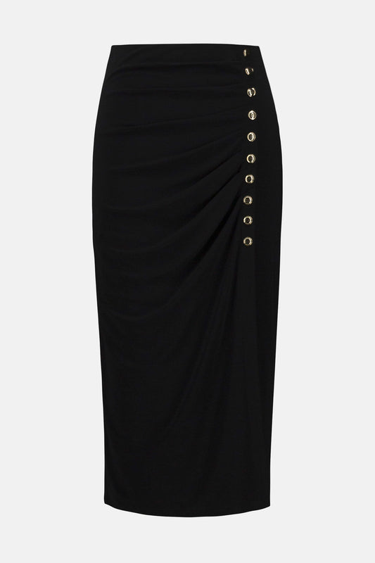 Joseph Ribkoff Black Pull-On Pencil Skirt with drape