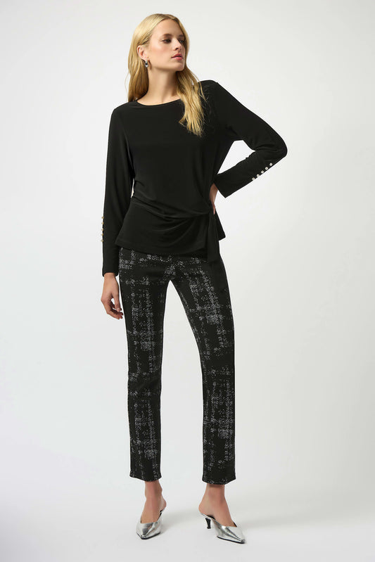 Plaid Print Pull-On Trousers