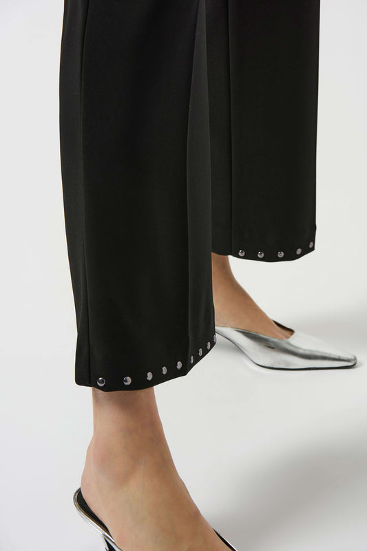 Joseph Ribkoff Black Wide-Leg Pull-On Trousers