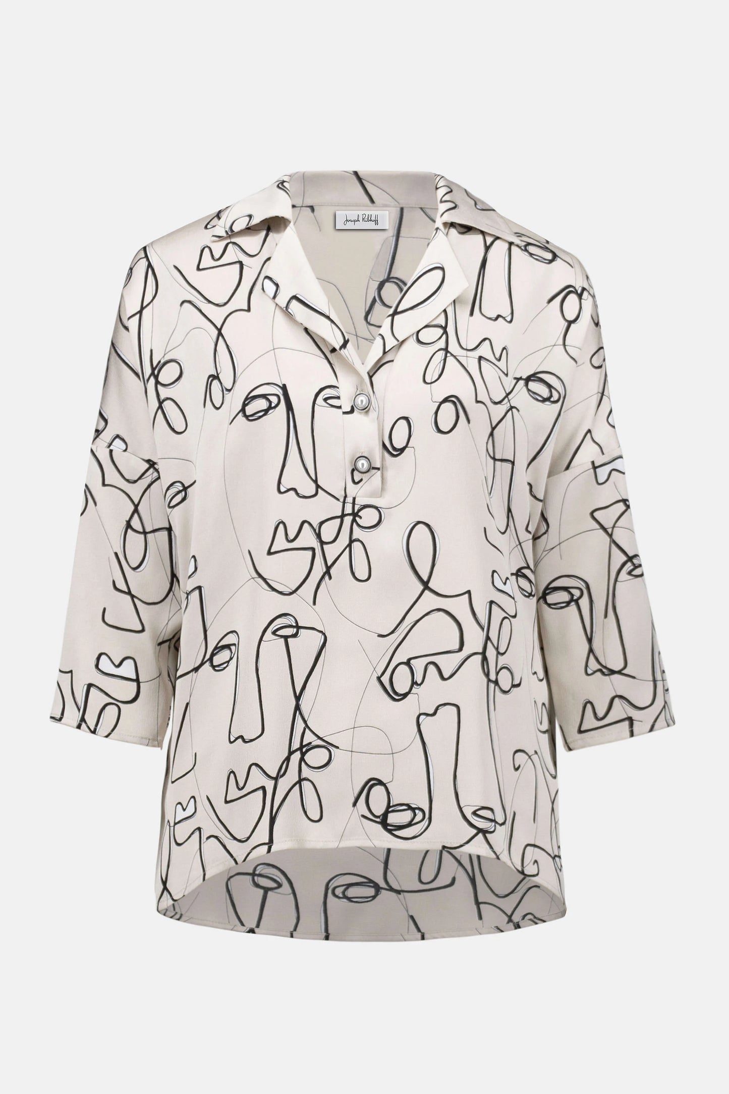 Satin Abstract Face Print Boxy Top
