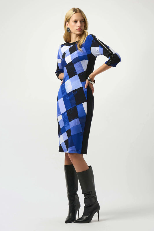Joseph Ribkoff Plaid Print Sheath Dress 