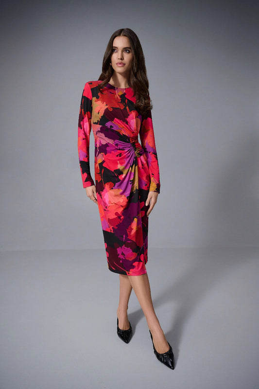 Silky Knit Floral Print Sheath Dress
