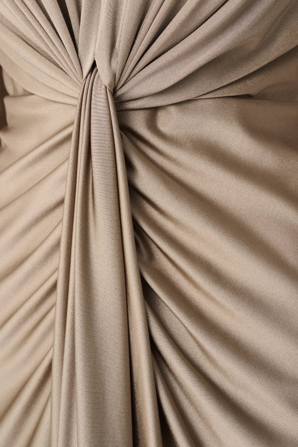 Satin Effect Knit Draped V-Neck Sheath Dress