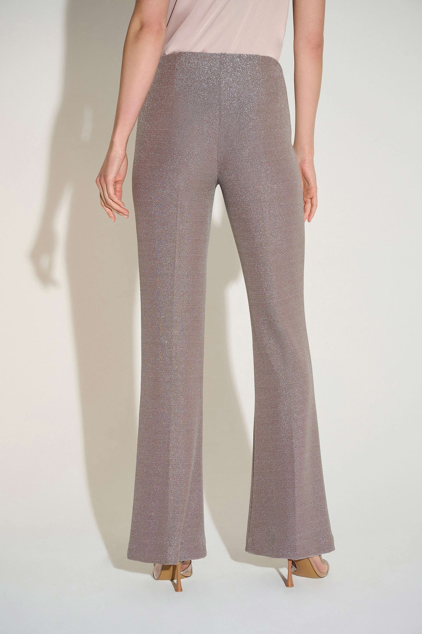 Taupe Sparkling  Flared Pull-On Trousers