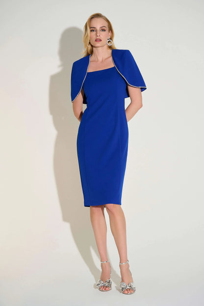 Joseph Ribkoff Scuba Crepe Sheath Dress with Cape 253724