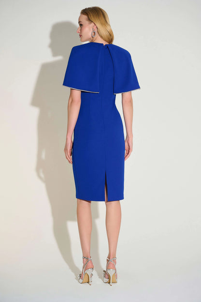 Joseph Ribkoff Scuba Crepe Sheath Dress with Cape 253724