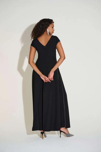 Woven Wide Leg Jumpsuit with Rhinestone Detail