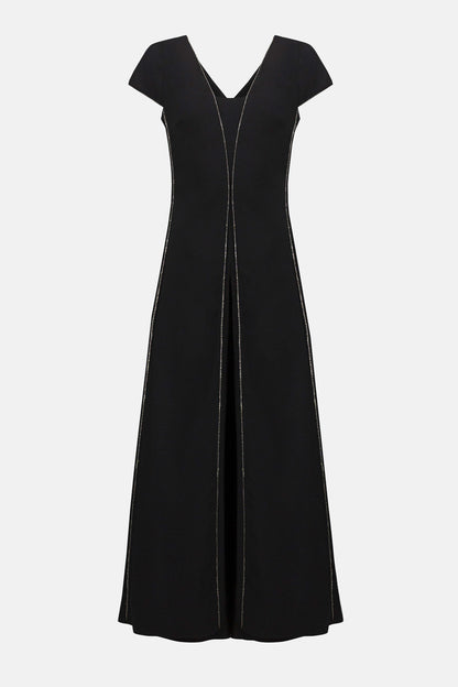 Woven Wide Leg Jumpsuit with Rhinestone Detail