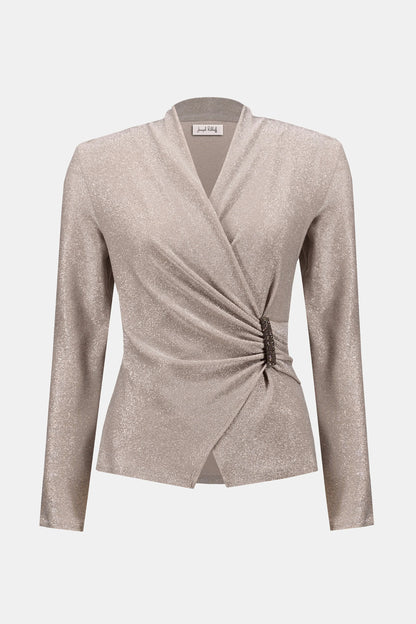 Sparkly Wrap-Style Fitted Top