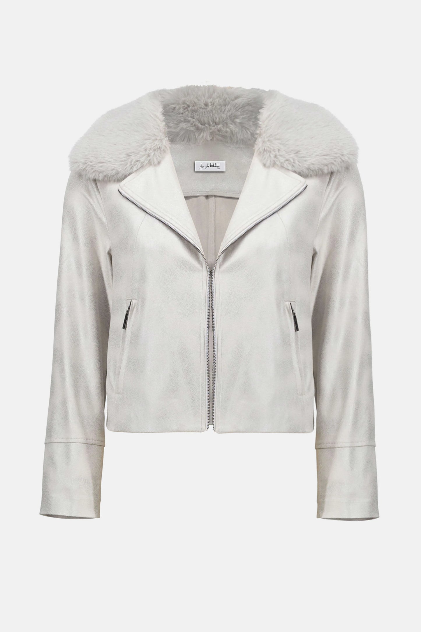 Vegan Leather Jacket with Faux Fur Collar