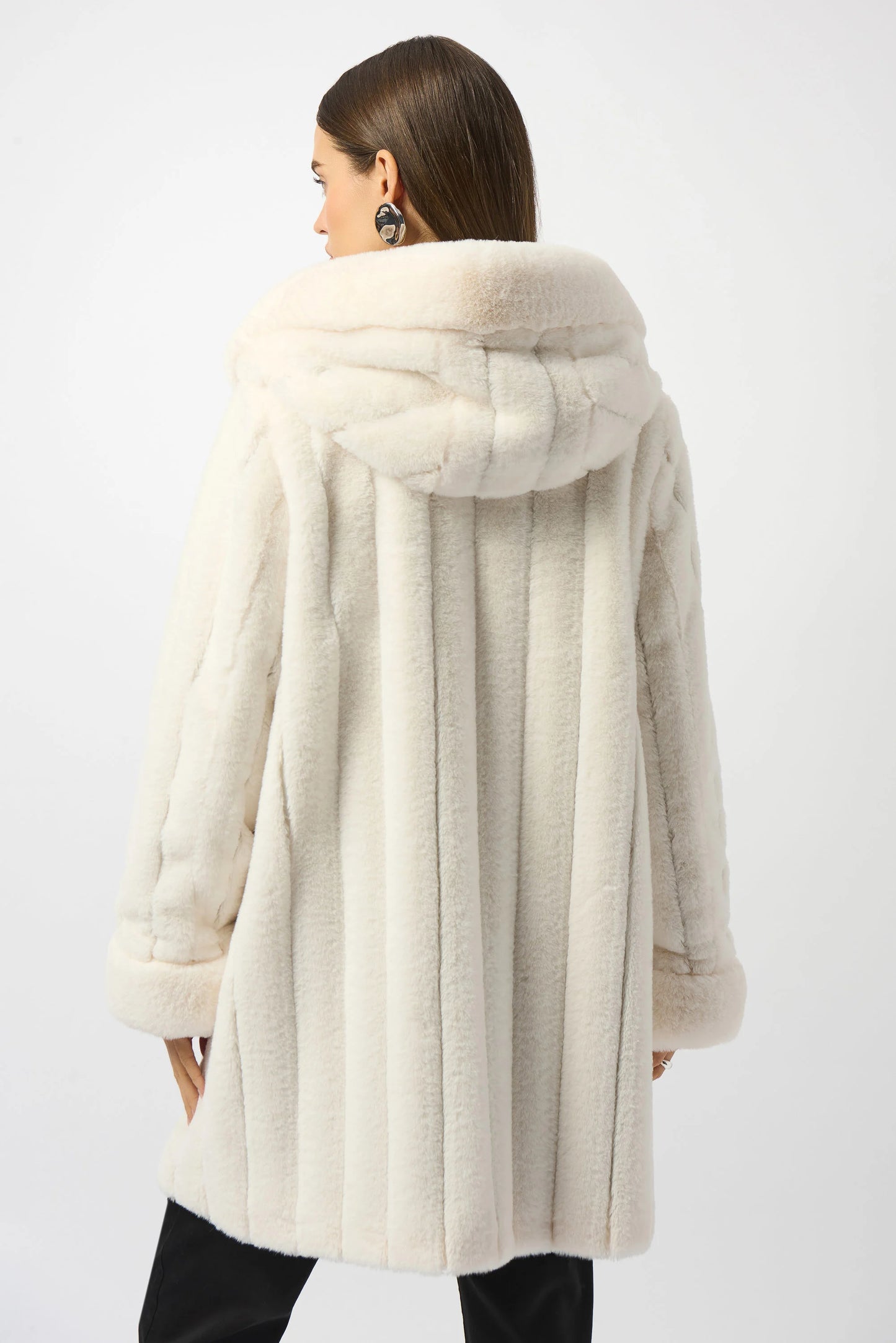 Offwhite Faux Fur Reversible Hooded Coat