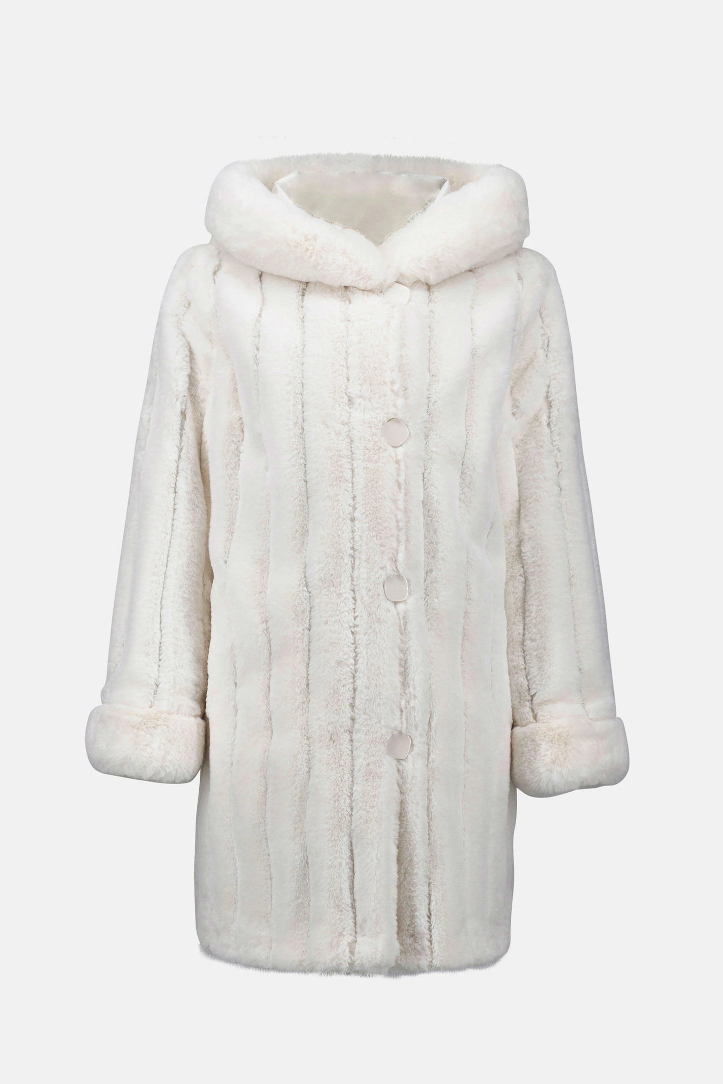 Offwhite Faux Fur Reversible Hooded Coat
