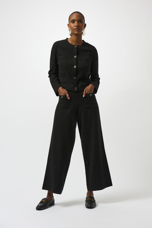Joseph Ribkoff Sweater Knit Crew Neck Button-Front Jacket Lucindas