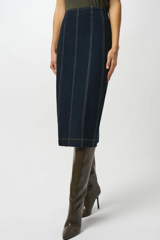 Joseph Ribkoff Stretch Denim Panelled Pencil Skirt