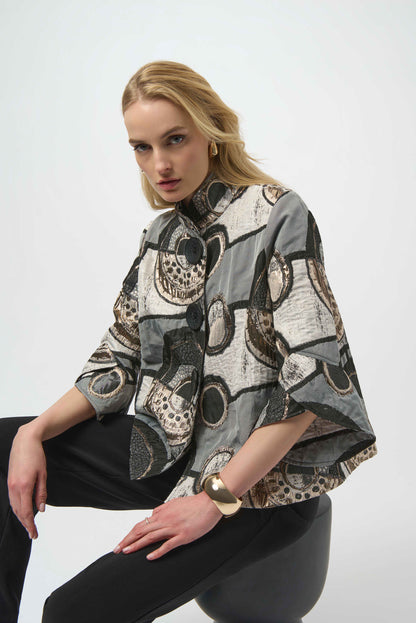 Abstract Jacquard Trapeze Jacket