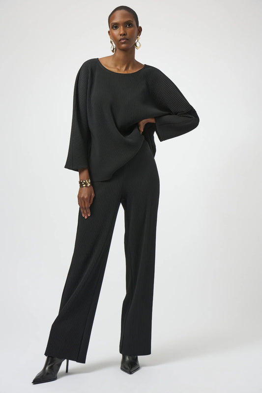 Joseph Ribkoff Ribbed Scuba Crepe Wide-Leg Trousers