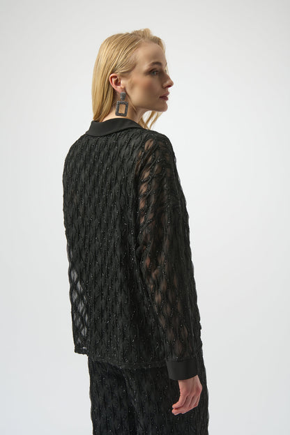Black Lurex Cascade and Silky Knit Top
