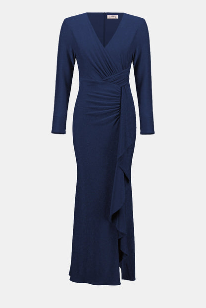 Sparkle Knit Trumpet Gown with Cascade Ruffle