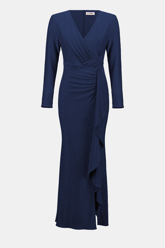 Sparkle Knit Trumpet Gown with Cascade Ruffle