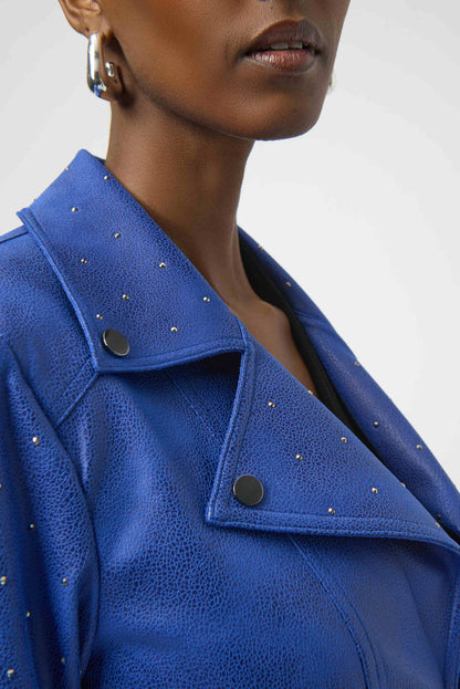 Faux Suede Fitted Jacket with Rhinestones