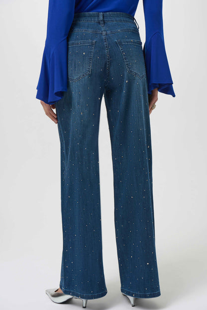 Classic Wide Leg Jeans with Rhinestones