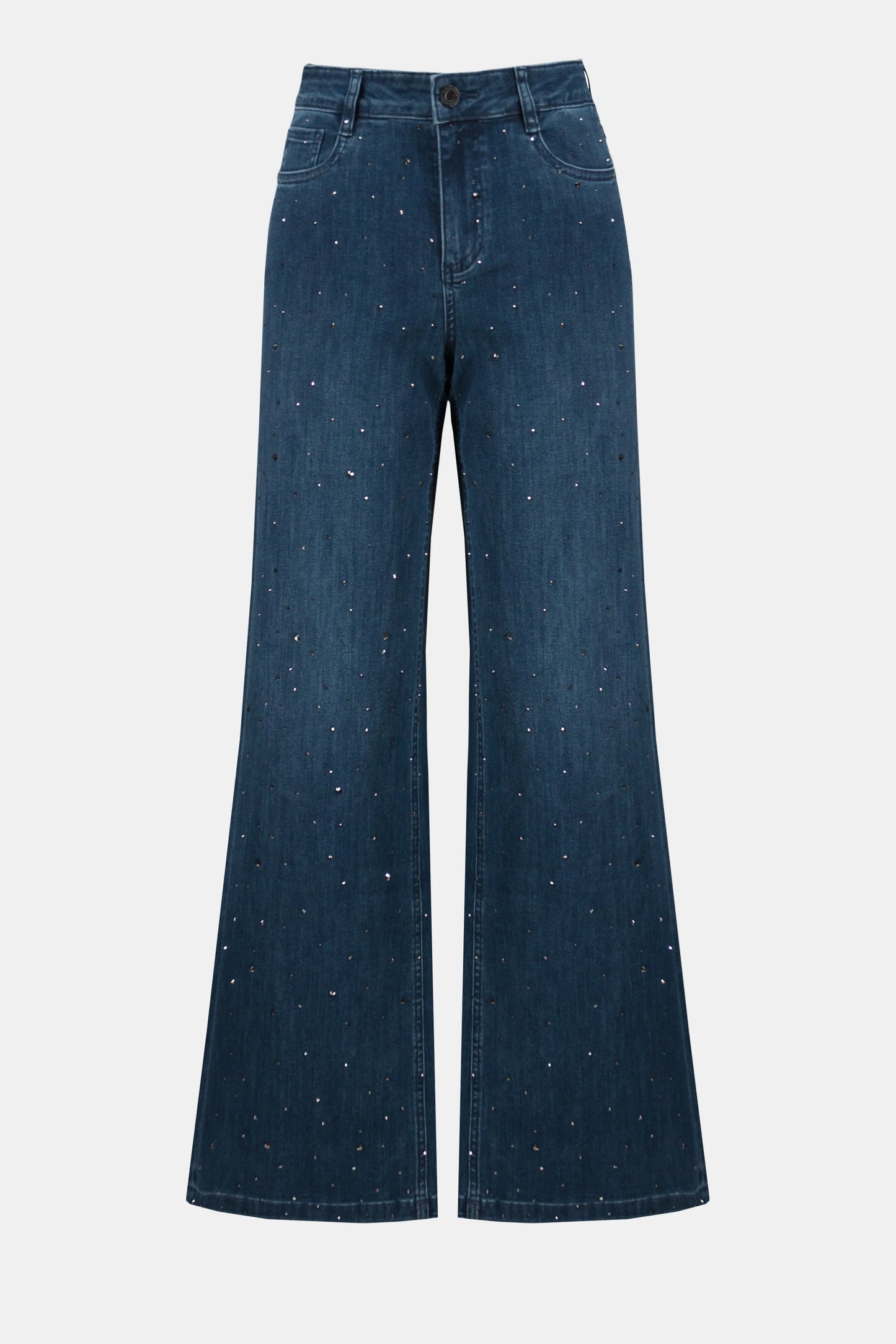 Classic Wide Leg Jeans with Rhinestones
