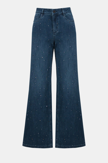 Classic Wide Leg Jeans with Rhinestones
