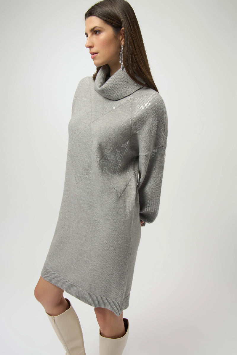 Sweater Knit Straight Dress with Sequin Detail