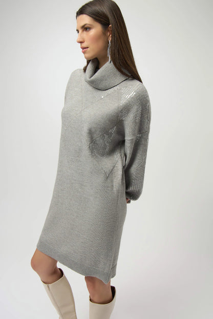 Sweater Knit Straight Dress with Sequin Detail