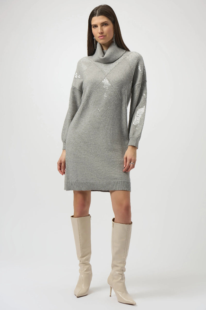 Sweater Knit Straight Dress with Sequin Detail