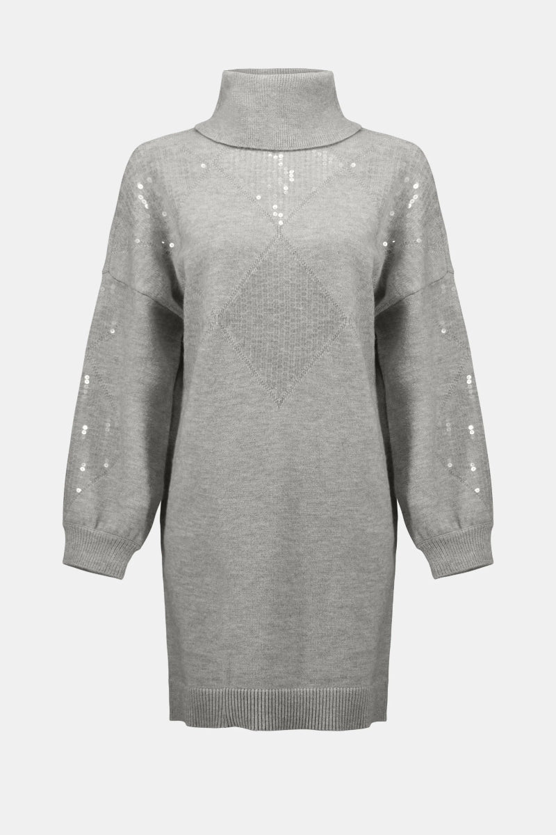 Sweater Knit Straight Dress with Sequin Detail