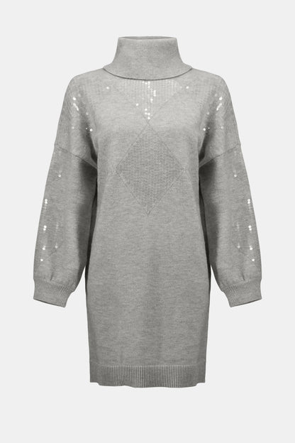Sweater Knit Straight Dress with Sequin Detail