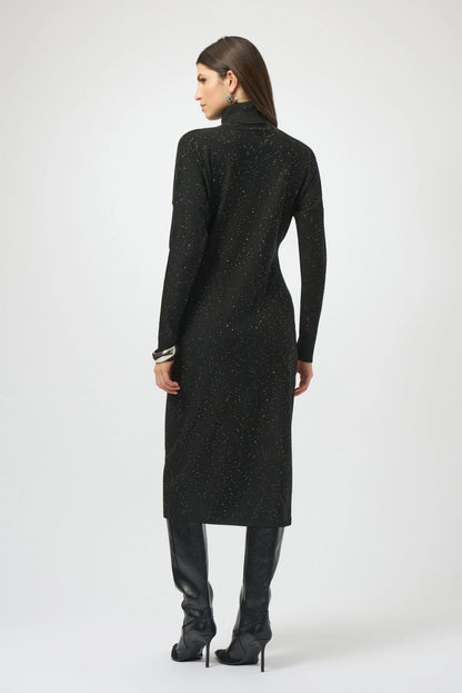 Joseph Ribkoff Sequined Sweater Knit Turtleneck Sheath Dress