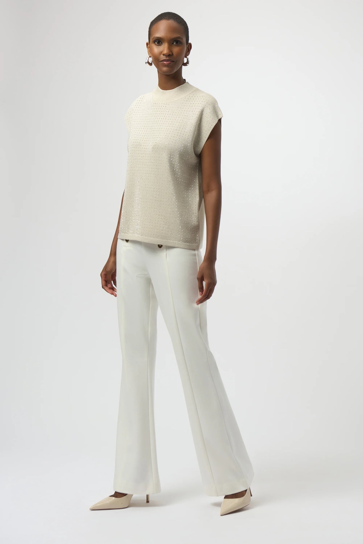 Knit Sleeveless Top with Rhinestone Detail