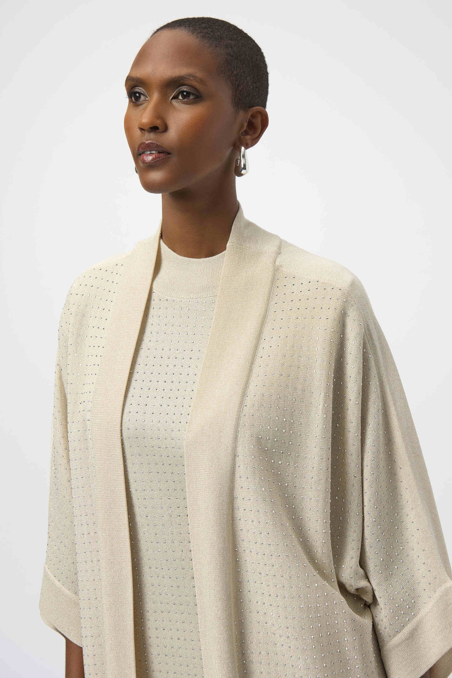 Joseph Ribkoff Sweater Knit Cardigan with Rhinestone Detail