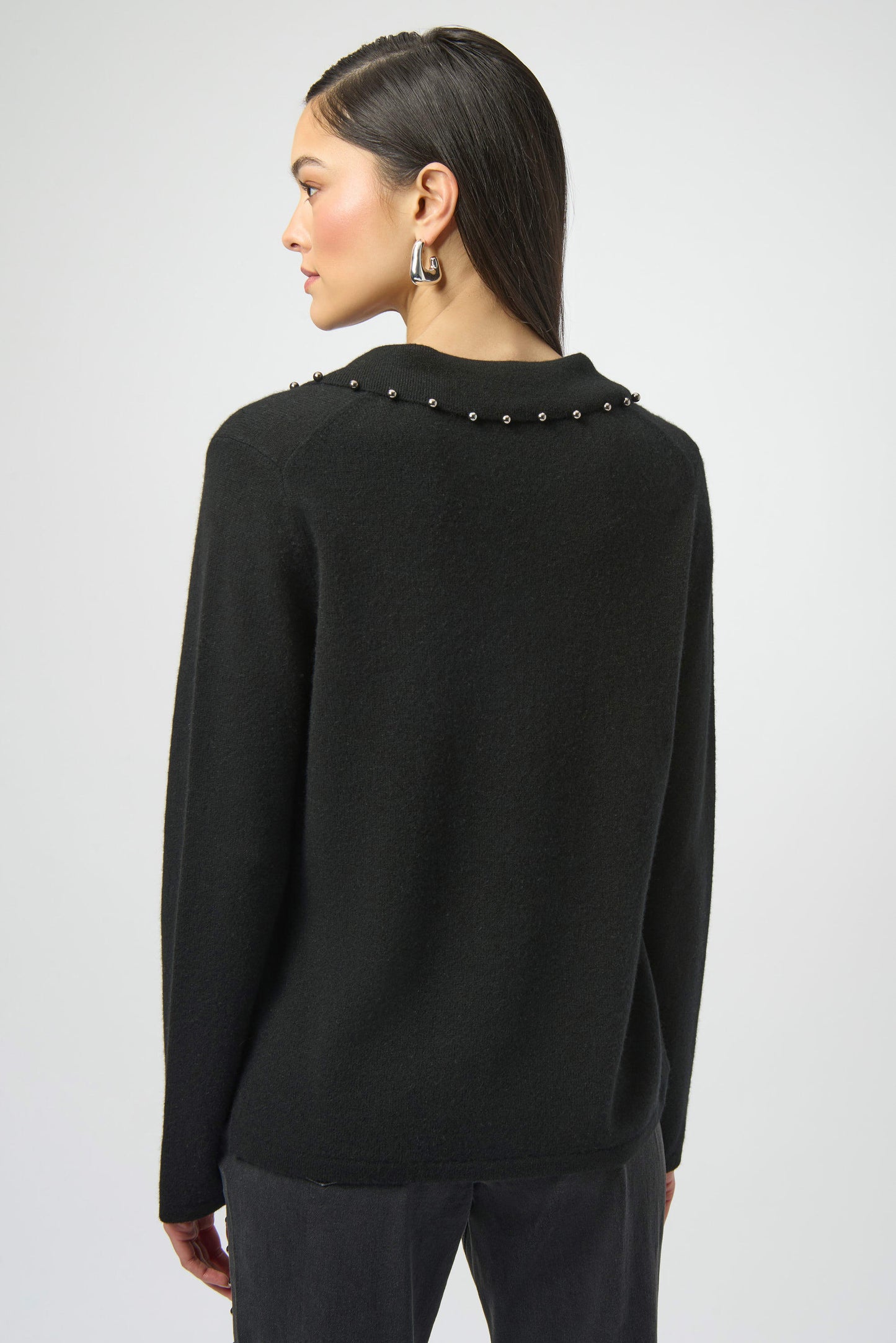 Joseph Ribkoff Black Cashmere Jumper with Pearl Detail