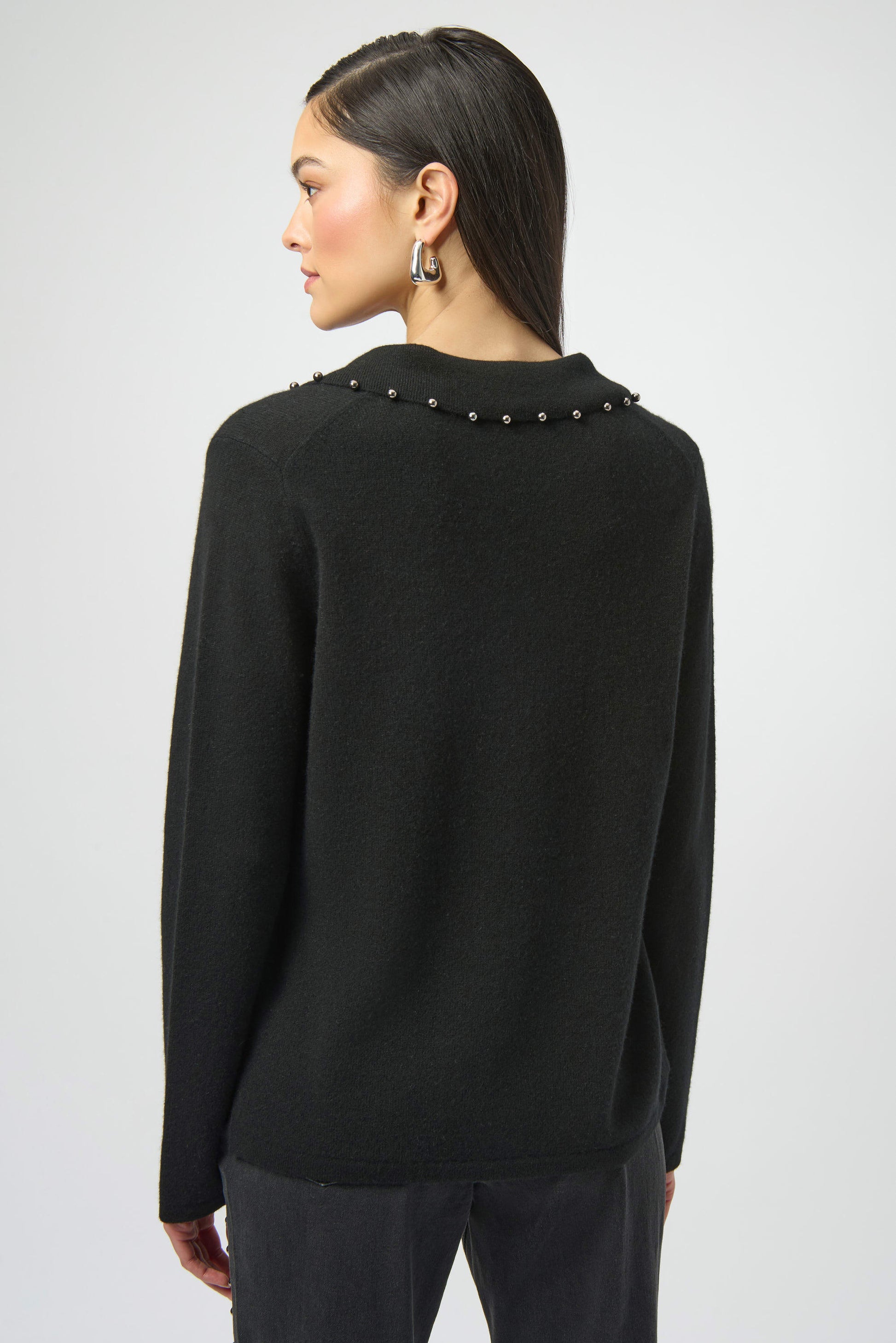 Joseph Ribkoff Black Cashmere Jumper with Pearl Detail