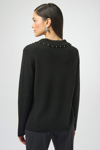 Joseph Ribkoff Black Cashmere Jumper with Pearl Detail