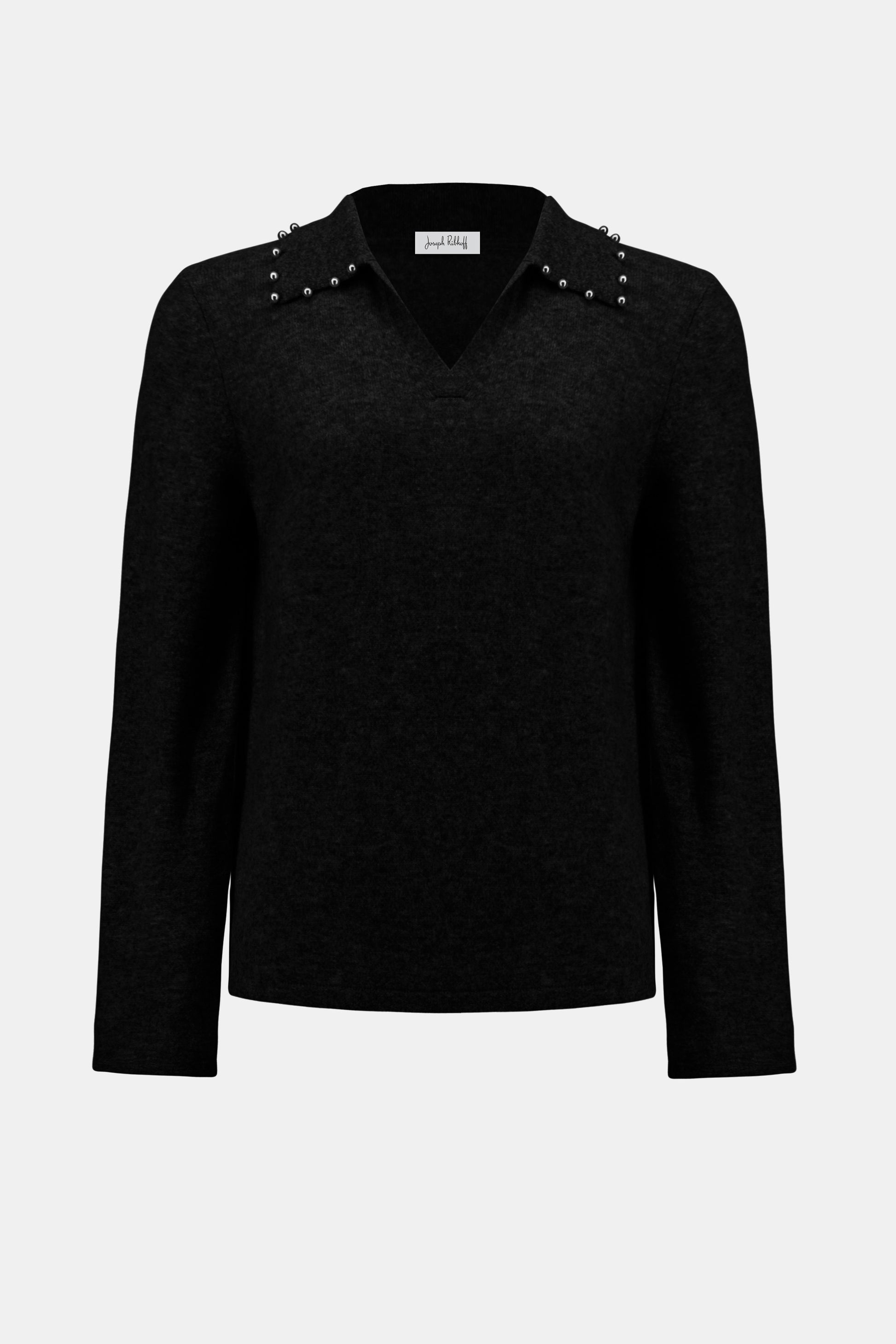 Joseph Ribkoff Black Cashmere Jumper with Pearl Detail