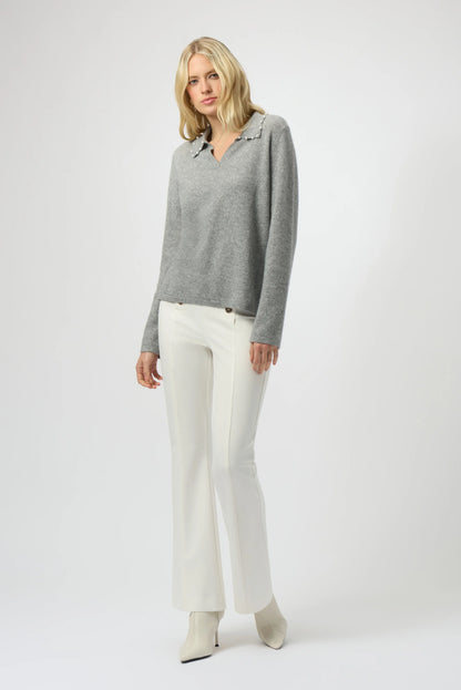 Joseph Ribkoff Grey Cashmere Jumper with Pearl Detail