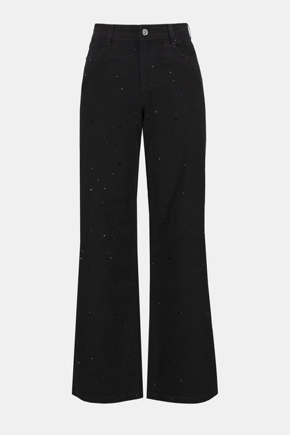 Classic Wide Leg Jeans with Rhinestones
