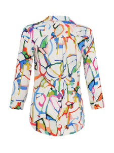 Seersucker Abstract Print Shirt 25644